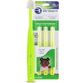 Brilliant Oral Care Child Toothbrush with Soft Bristles and Round Head, for a Kid Approved, Easy to Use All-Around Clean Mouth, Ages 2-5 Years, Assorted Colors, 5 Pack