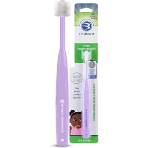 Brilliant Oral Care Child Toothbrush with Soft Bristles and Round Head, for a Kid Approved, Easy to Use All-Around Clean Mouth, Ages 2-5 Years, Assorted Colors, 5 Pack
