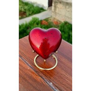 Red Heart Premium Cremation Urn for Letter Keepsake with Brass Stand Best Gift for Your Girlfriend/Boyfriend