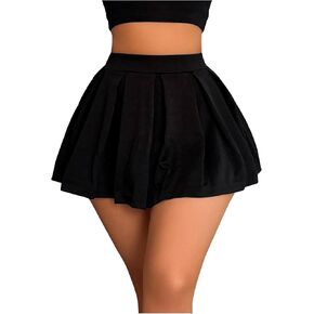 MakeMeChic Women's Elastic Waist Pleated Skorts Flared Hem Tennis Shorts Bottoms