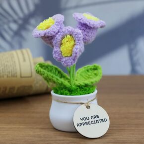 MSEHKM Encouragement Crochet Flowers with Positive Wooden Affirmations Handmade Artifical Flower Decor Ideal for Birthday/Christmas/Thank You Present (Gold Sunflower, You are Appreciated)