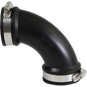 6I75 Flexible Elbow Coupling with Stainless Steel Clamps, 2", Black