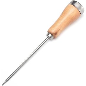 Ice Pick with Wooden Handle, 8.5 Inch Silver Stainless Steel Ice Crusher for Ice Breaking at Home and Bar (1 Pcs)