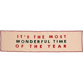 Mud Pie Farm Christmas Table Runner, 18" x 72", TAN