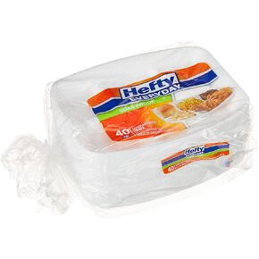 Hefty Everyday Soak-Proof Foam Compartment Tray, White, 9 x 11 Inch, 40 Count (Pack of 6) 240 Total