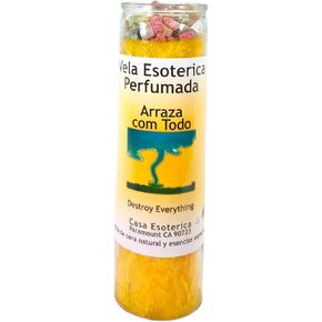 Destroy Everything-Palm Wax Spiritual Intention Spell Candle-[Yellow] | Vela CASA ESOTERICA PERFUMADA- (ARRAZA COM TODO)