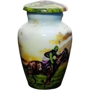 Keepsake Urn –Playing Horse Keepsake Cremation Urn for Human Ashes with Velvet Box & Velvet Bag-Mini Keepsake Urn - Affordable Keepsake Urn (3 cu.in)