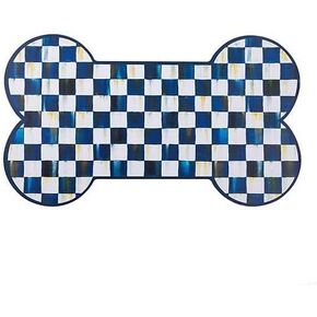 MACKENZIE-CHILDS Pup Placemat, Cute Pet-Food Mat for Dog Bowls and Cat Bowls, Blue-and-White Royal Check