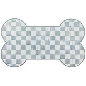 MACKENZIE-CHILDS Pup Placemat, Cute Pet-Food Mat for Dog Bowls and Cat Bowls, Blue-and-White Royal Check