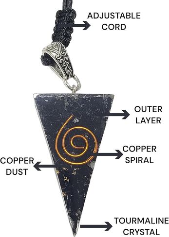 Energy Generator Black Tourmaline Stone Orgonite Heart Pendant for Strengthen Immune System - Swallows Negative Energy - Gives Positivity | with Adjustable Cord in Kuwait