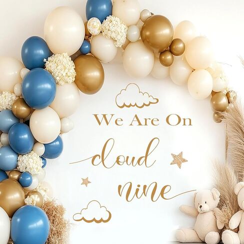 Cloud Baby Backdrop for Baby Shower - Cloud Nine Baby Shower Party Decor Stickers Wall Decals for Gender Reveal, Welcome Baby Sign Wall Decoration for Arch Backdrop in Kuwait