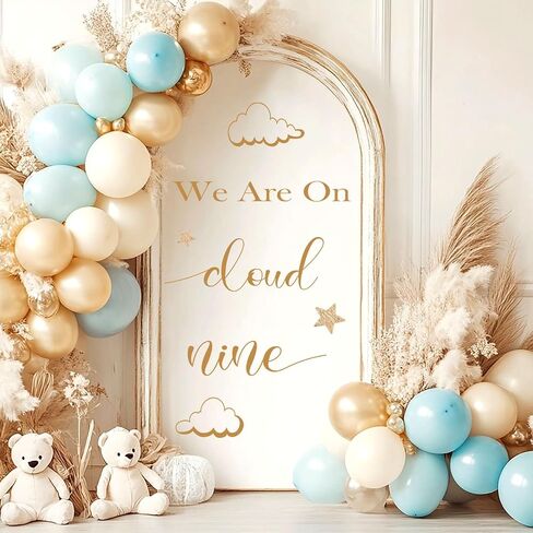 Cloud Baby Backdrop for Baby Shower - Cloud Nine Baby Shower Party Decor Stickers Wall Decals for Gender Reveal, Welcome Baby Sign Wall Decoration for Arch Backdrop in Kuwait