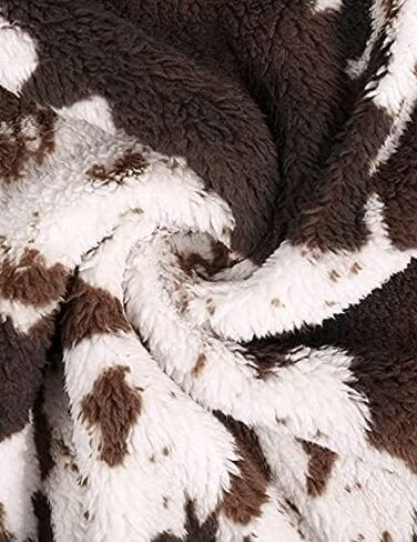 RACHAPE Women Fleece Sweatshirt Snow Zipper Hoodie Cow Print Pullover Plus Size Long Sleeve Half Zip Up Warm Winter S-3XL in Kuwait