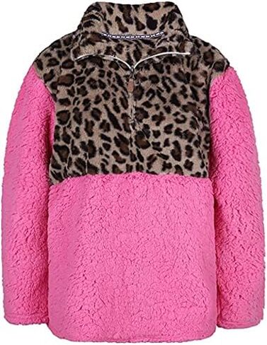 RACHAPE Women Fleece Sweatshirt Snow Zipper Hoodie Cow Print Pullover Plus Size Long Sleeve Half Zip Up Warm Winter S-3XL in Kuwait