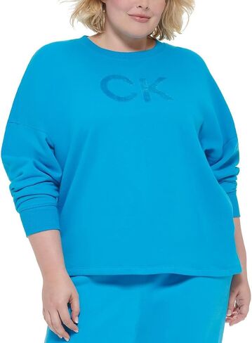 Calvin Klein Performance Womens Plus Crewneck Fitness Sweatshirt Blue 1X in Saudi Arabia