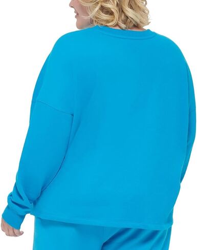 Calvin Klein Performance Womens Plus Crewneck Fitness Sweatshirt Blue 1X in Saudi Arabia