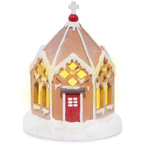 Hodao Christmas Gingerbread House Decoration Xmas House Figurines Winter Decor Handmade Polyresin Gingerbread House for Xmas Decor Gifts - Christmas Party Home Decor Table Figurines (Brown-1) in Kuwait
