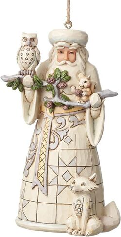 Jim Shore for Enesco 4050011 Heartwood Creek Woodland Santa Ornament، 4.75 بوصة، أبيض، عيد الميلاد in Saudi Arabia