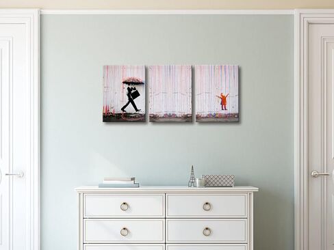 Wieco Art Framed Banksy Raining Day or Colorful Graffiti Street Famous Canvas Paintings Wall Art Modern Inspirational Grey Love Pictures Print Artwork for Home Office Decor in Kuwait