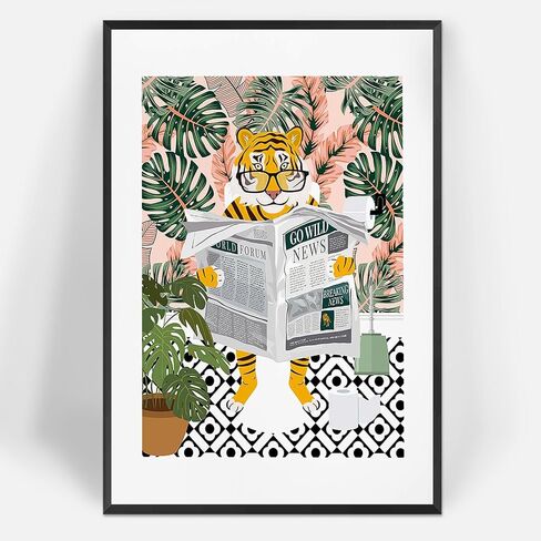 Funny Bathroom Dachshund Dog Wall Art Dog Sitting On Toilet Reading Newspaper Prints Trendy Black And White Hilarious Animals Canvas Posters For Bedroom Dorm Hotel Aesthetic Decor 8x10in Unframe in Saudi Arabia