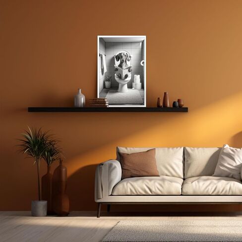 Funny Bathroom Dachshund Dog Wall Art Dog Sitting On Toilet Reading Newspaper Prints Trendy Black And White Hilarious Animals Canvas Posters For Bedroom Dorm Hotel Aesthetic Decor 8x10in Unframe in Saudi Arabia