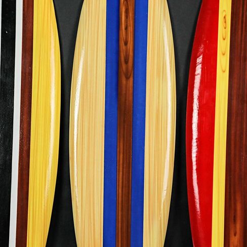 Zeckos Set of 3 Colorful Wooden Striped Surfboard Wall Decor Hangings - Coastal Beach Art - 32 Inches Long - Retro Style - Perfect for Bedrooms and Bathrooms in Saudi Arabia