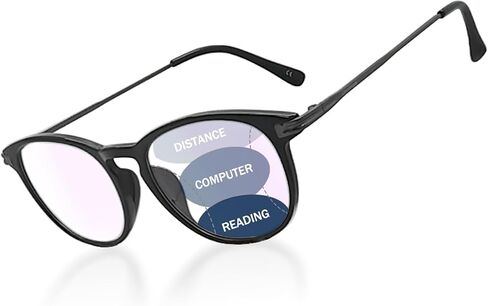 Progressive Multifocal Reading Glasses Women Men No Line Bifocal Transition Readers Mid-Near Range 3ft Round Lens in Saudi Arabia