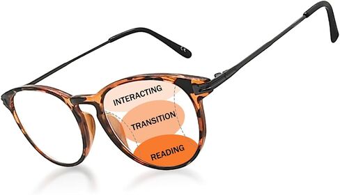 Progressive Multifocal Reading Glasses Women Men No Line Bifocal Transition Readers Mid-Near Range 3ft Round Lens in Saudi Arabia