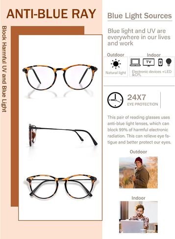 Progressive Multifocal Reading Glasses Women Men No Line Bifocal Transition Readers Mid-Near Range 3ft Round Lens in Saudi Arabia