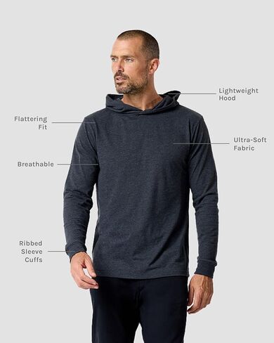 INTO THE AM Men's Lightweight Hoodie Shirts S - 4XL Athletic Long Sleeve Hooded T Shirts for Men in Saudi Arabia