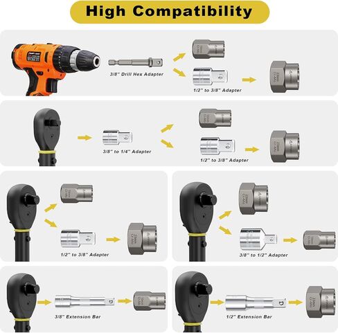 Bolt Extractor Set, 16 Pieces Impact Bolt & Nut Remover Set, Nut Extractor Socket Set, Stripped Lug Nut Remover for Removing Broken, Rounded, Rusted, Frozen, Damaged Nuts Screws & Bolts in Saudi Arabia