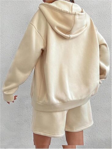 Verdusa Women's 2 Piece Letter Graphic Tracksuit Sets Zip Up Hoodie Sweatshirt and Shorts in Saudi Arabia