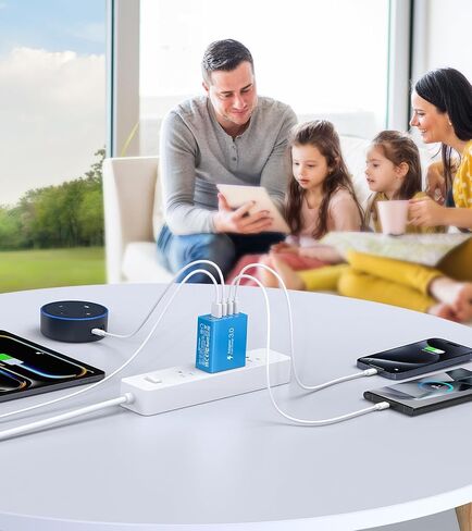 2 حزمة USB C شاحن سريع، 50 وات 5 منافذ USB C شاحن جداري، 2 USB A & 3 USB C PD3.0 محول طاقة متعدد المنافذ من النوع C لشحن iPhone 12/13/14/15، Pad Mini/Pro، GalaxyS23 S22 (أبيض) in Kuwait