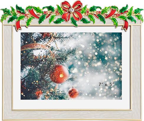 Christmas 5x7 Picture Frame Christmas Metal Display Photo Frames with Rhinestone High Definition Glass Front Gift Ideas Tabletop Home Decorative (2024 Snowman, Red) in Saudi Arabia