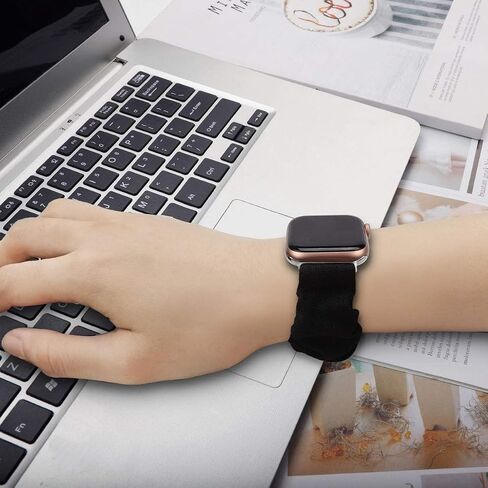 أربطة Scrunchie لساعة Fitbit Versa/Versa 2/Versa 2 SE/Versa Lite إصدار خاص للسيدات، حزام ساعة بديل من القماش الناعم المرن، حزام من القماش القابل للتمدد، سوار معصم in Kuwait