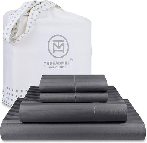 Threadmill Cotton Queen Sheet Set, 500 Thread Count Bed Sheets, 100% Cotton Sheets Set for Queen Size Bed, Smoother Than Egyptian Cotton Claims, 4 Pc Set with Deep Pockets, Light Blue in Kuwait