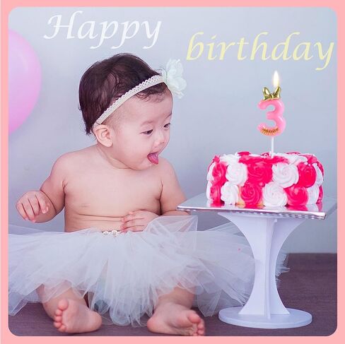 Number 3 Candle Pink 3 Birthday Candle with Bow Bowknot Bowtie and Metallic Gold Mini Happy Letter for Happy 3rd Mouse Theme Birthday Cake Topper Party Supplies Decor (4.7 Inch) in Saudi Arabia