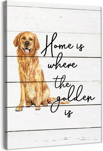 BearCake Golden Retriever Wall Art - Golden Retriever Decor, Dog Room Decor, Dog Poster Wall Art Decor for Home Bedroom Living Room, Golden Retriever Mom Dad Gifts, 11x14 Inches Framed in Saudi Arabia