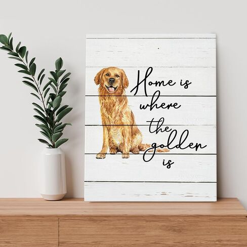 BearCake Golden Retriever Wall Art - Golden Retriever Decor, Dog Room Decor, Dog Poster Wall Art Decor for Home Bedroom Living Room, Golden Retriever Mom Dad Gifts, 11x14 Inches Framed in Saudi Arabia