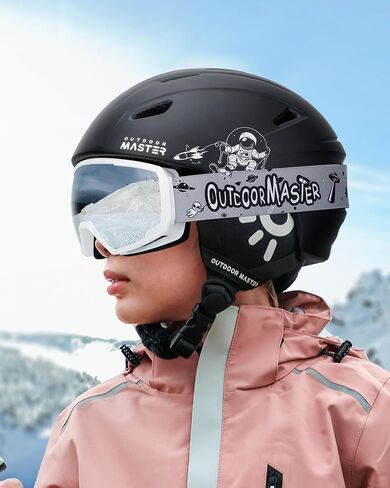 مجموعة خوذة ونظارات تزلج للأطفال OutdoorMaster Anoa - خوذة على الجليد مع نظارات تزلج - هيكل متين من البولي كربونات، نواة EPS ممتصة للصدمات وملاءمة قابلة للتعديل - خوذات ثلج معتمدة للأولاد والبنات والشباب in Saudi Arabia