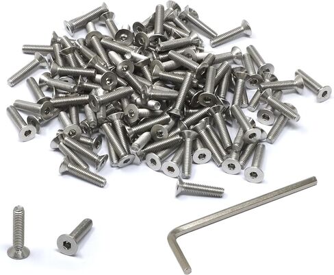 iexcell 100 Pcs M3 x 14mm Thread Pitch 0.5 mm Stainless Steel 304 Hex Socket Flat Head Cap Screws Bolts Kit in Saudi Arabia