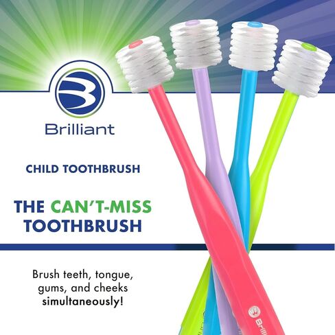 Brilliant Oral Care Child Toothbrush with Soft Bristles and Round Head, for a Kid Approved, Easy to Use All-Around Clean Mouth, Ages 2-5 Years, Assorted Colors, 5 Pack in Kuwait