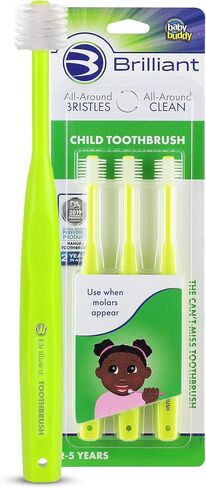 Brilliant Oral Care Child Toothbrush with Soft Bristles and Round Head, for a Kid Approved, Easy to Use All-Around Clean Mouth, Ages 2-5 Years, Assorted Colors, 5 Pack in Kuwait