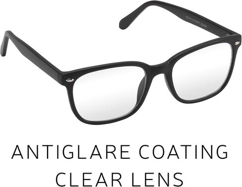 نظارات Vibz Blue Light Blocking للنساء والرجال، غير تصحيحية، تستخدم مع العدسات اللاصقة، مضادة للوهج، عدسات شفافة، أسود غير لامع in Saudi Arabia