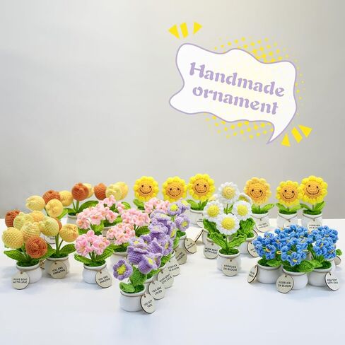 MSEHKM Encouragement Crochet Flowers with Positive Wooden Affirmations Handmade Artifical Flower Decor Ideal for Birthday/Christmas/Thank You Present (Gold Sunflower, You are Appreciated) in Kuwait