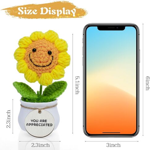MSEHKM Encouragement Crochet Flowers with Positive Wooden Affirmations Handmade Artifical Flower Decor Ideal for Birthday/Christmas/Thank You Present (Gold Sunflower, You are Appreciated) in Kuwait