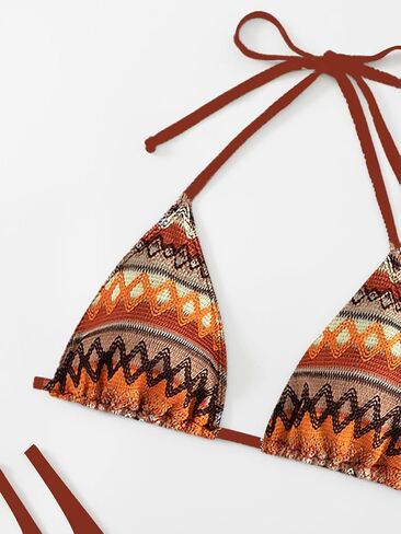 SHENHE Women's 2 Piece Striped Triangle Bikini Sets High Cut Halter Swimsuit Bathing Suit in Saudi Arabia