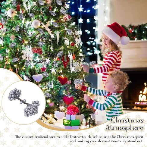 SallyFashion Artificial Holly red Berries on Wire Stems, 200 Stems with 400 Pieces Fake Berries for Christmas Tree Decorations Wreath Craft Use Xmas Ornaments Wedding Party Favor in Saudi Arabia