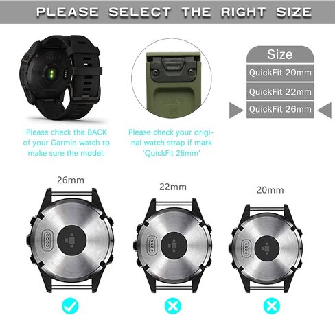Watch Band for Garmin Fēnix/Epix/Quatix/MARQ Series/Descent Series/D2 Series/Enduro/Tactix Silicone Soft Breathable Waterproof Replacement Strap for QuickFit 22 mm / 26 mm in Saudi Arabia