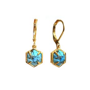 Gempires Natural Mossagate Bezel Leverback Hoop Earrings Crystal Dangle Drop Earrings For Women 14k Gold Plated Earrings Best Friend Birthday Gifts